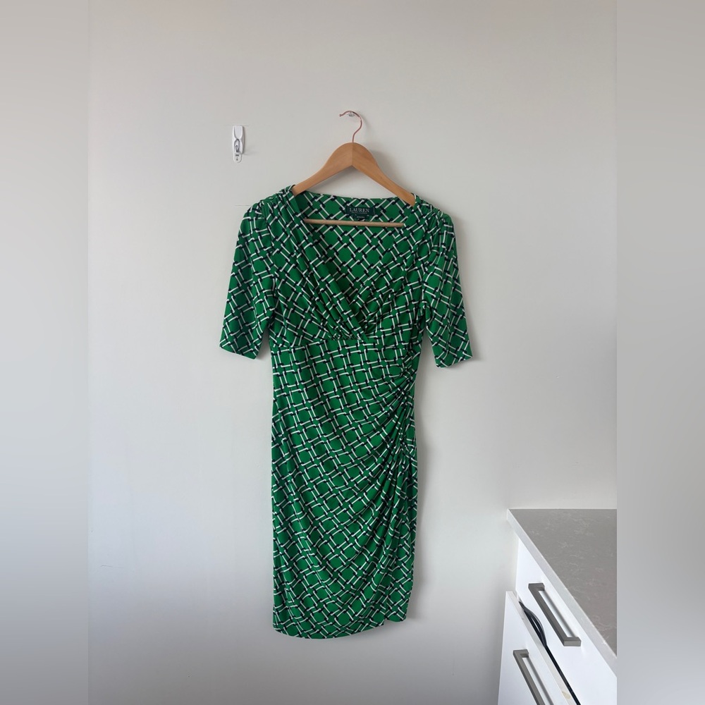 Ralph Lauren Green Checkered Midi Dress